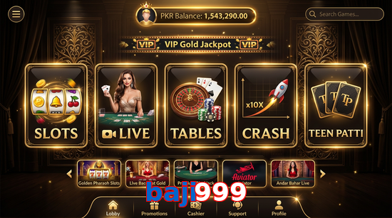 Main screen of Baji999 casino page for PK players