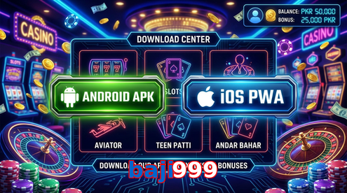 Main screen of Baji999 download page for PK players