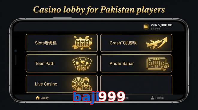 Lobby view of Baji999 for Pakistan users